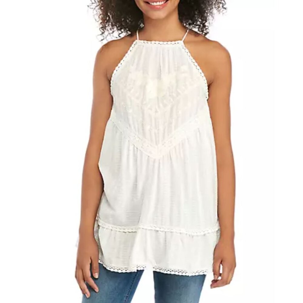 NWT Free People | Elisa Halter Mini Dress or Boho Tunic Top in Ivory | Medium